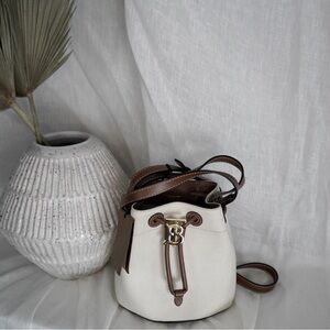 Burberry with Tags- Mini TB Bucket Bag Natural Malt Brown